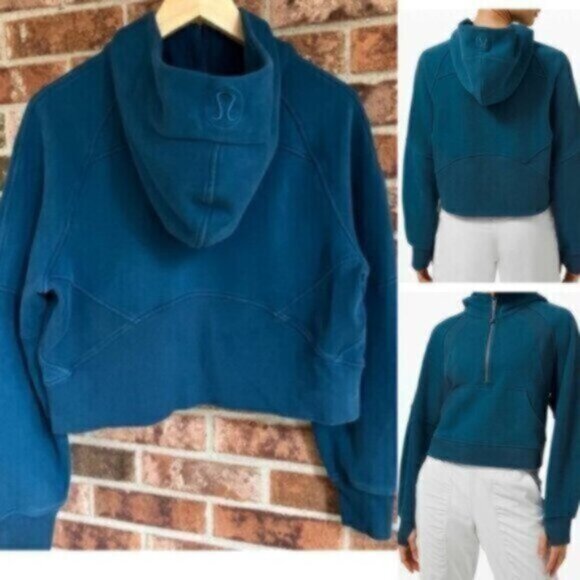 Lululemon Scuba Oversized Half -Zip Hoodie  (2021 Release) XS/S EUC Blue Boreali - Picture 1 of 11